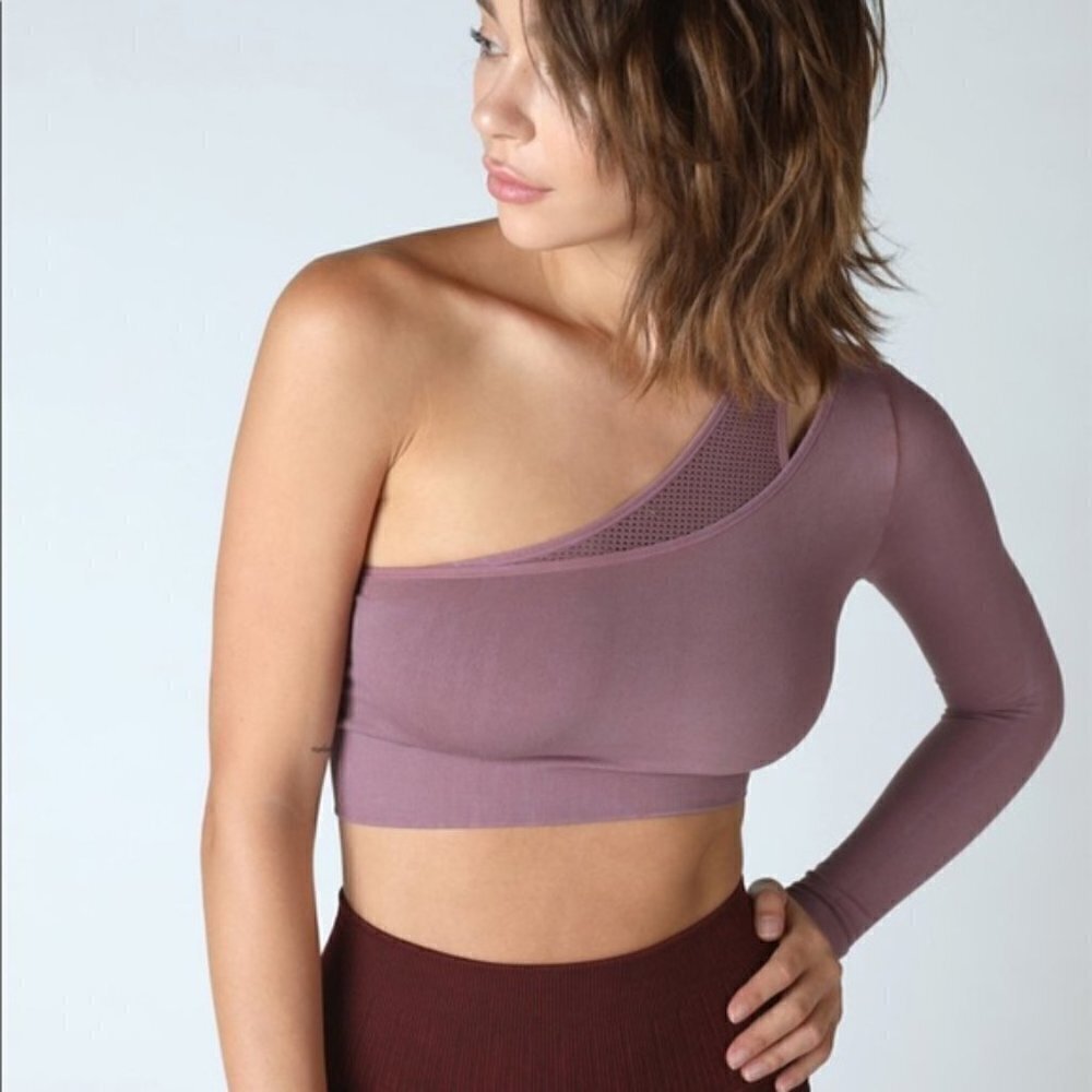 💕AVOCADO💕 Mercury Long Sleeve Crop Top One Shoulder Vintage Antique Lilac NWT